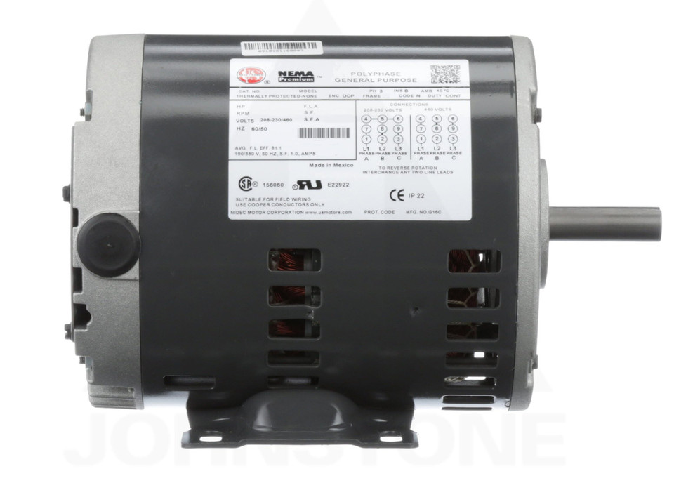 D1P2AH, 1HP, 1800 RPM, 208-230/460V, 56H frame, ODP, P063FWV0360015B